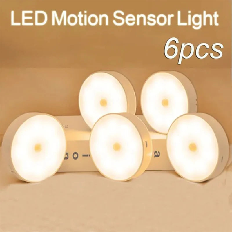 PIR Motion Sensor LED Night Light USB Rechargeable Night Lamp for Kitchen Cabinet Wardrobe Lamp Staircase Wireless Closet Light