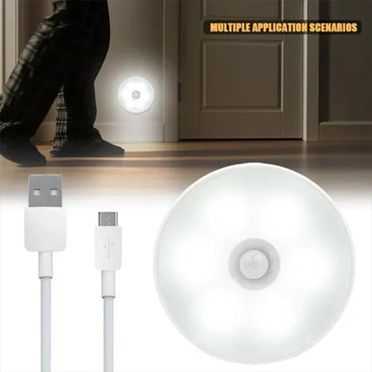 PIR Motion Sensor LED Night Light USB Rechargeable Night Lamp for Kitchen Cabinet Wardrobe Lamp Staircase Wireless Closet Light